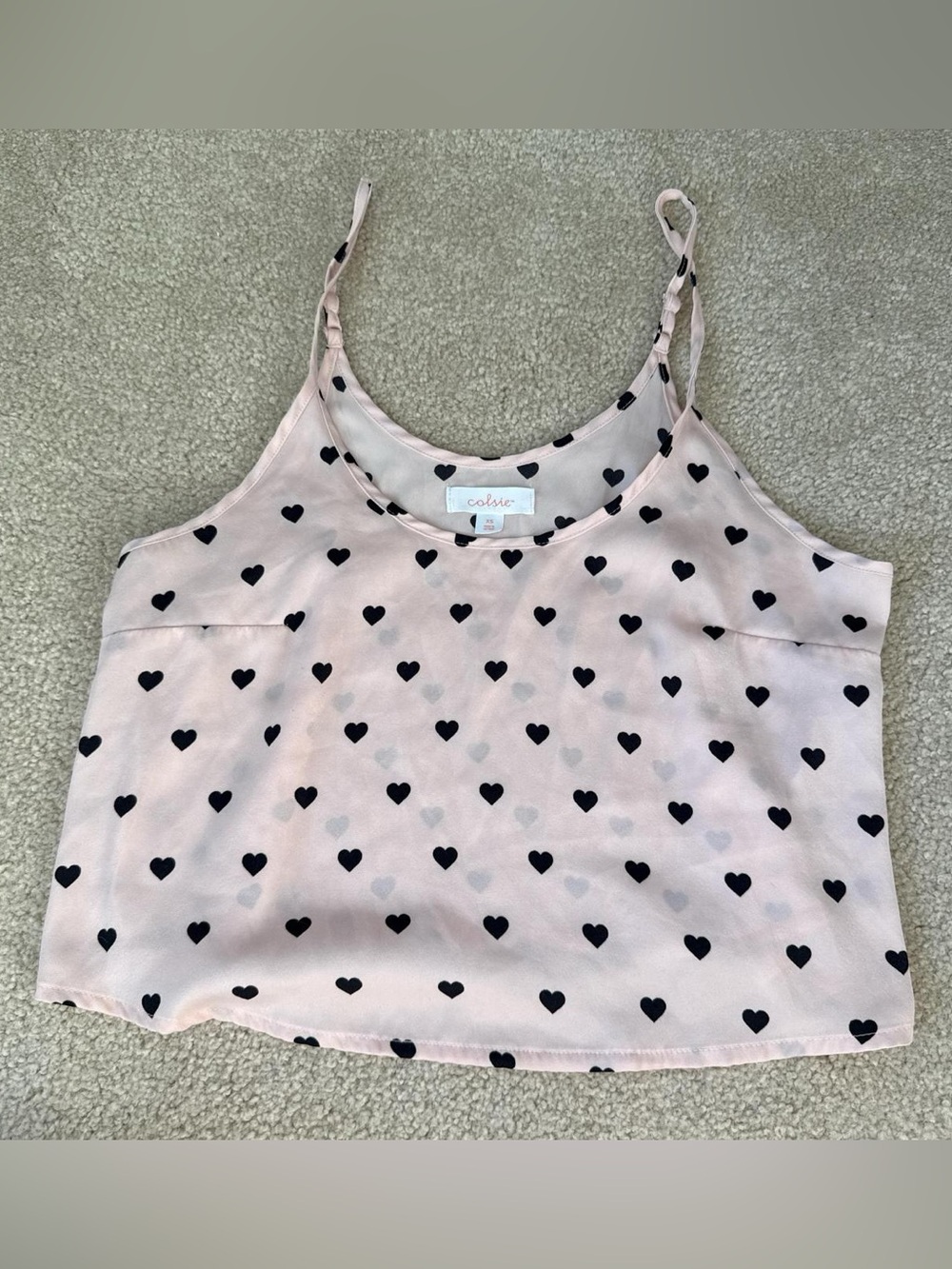Target Colsie Light Pink Heart Print Spaghetti Strap Cami